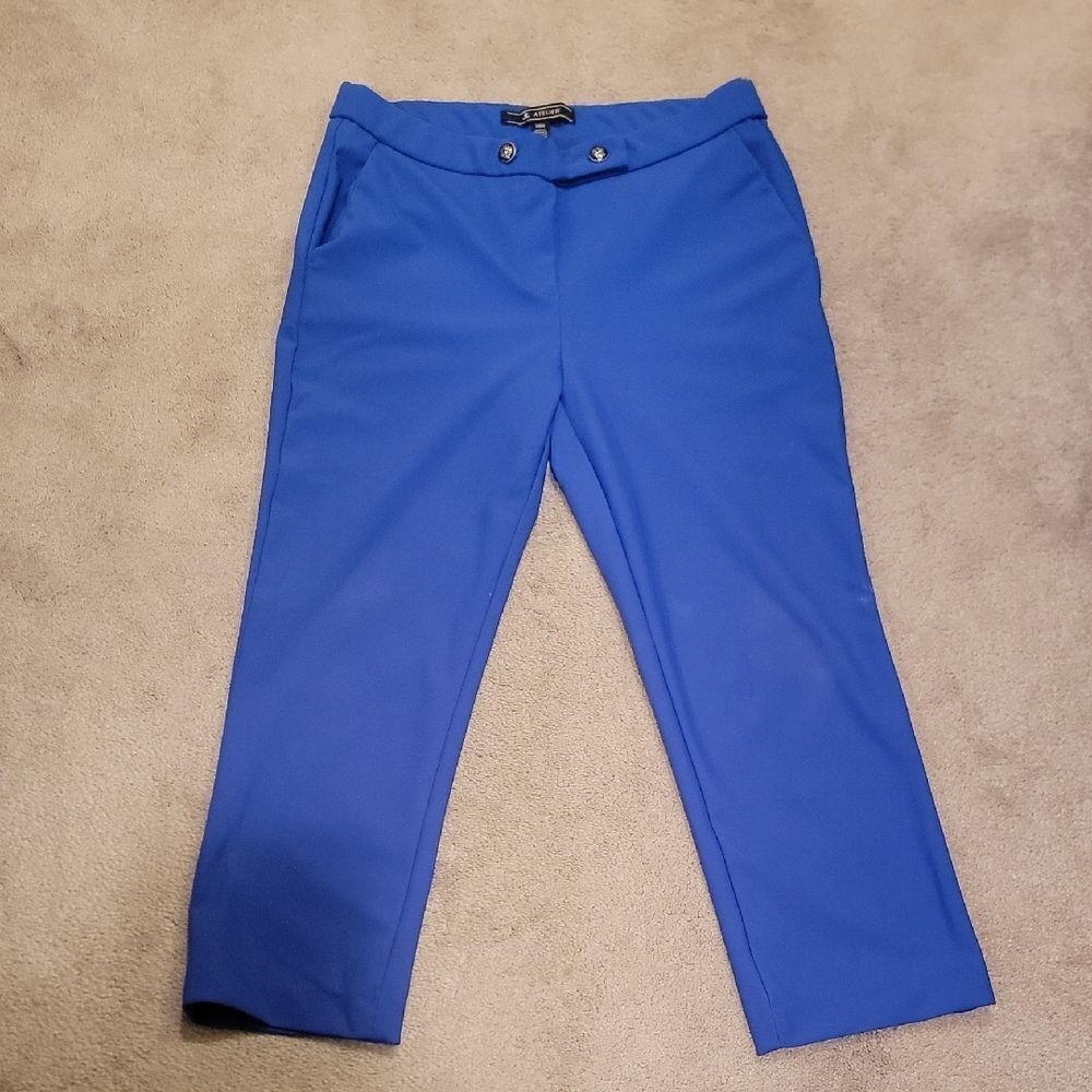 JL Atelier Royal Blue Cropped Pants W Pockets. Sz Med
